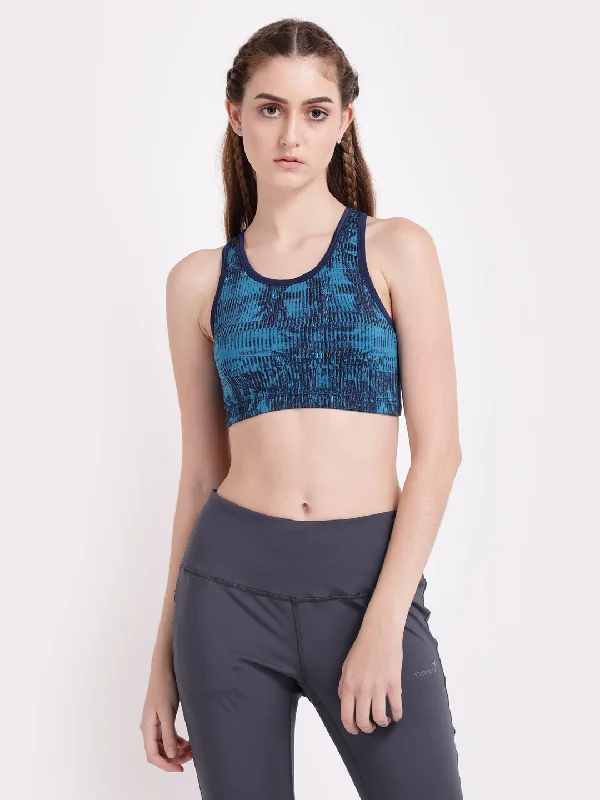 Navy Teal Sports Bra Compression