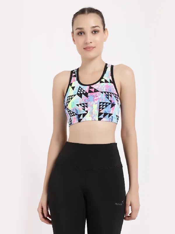 Black Neo-Print Sports Bra Bold Women's Animal Print