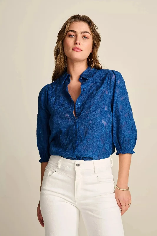 POM Amsterdam Blouse in Blue Ink Relaxed Women's Beachy