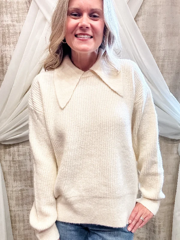 Ivory Collar Sweater Trendy Women's 