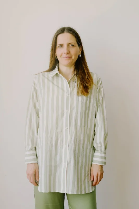 shirt - mamro - pistachio striped Sophisticated Women's 