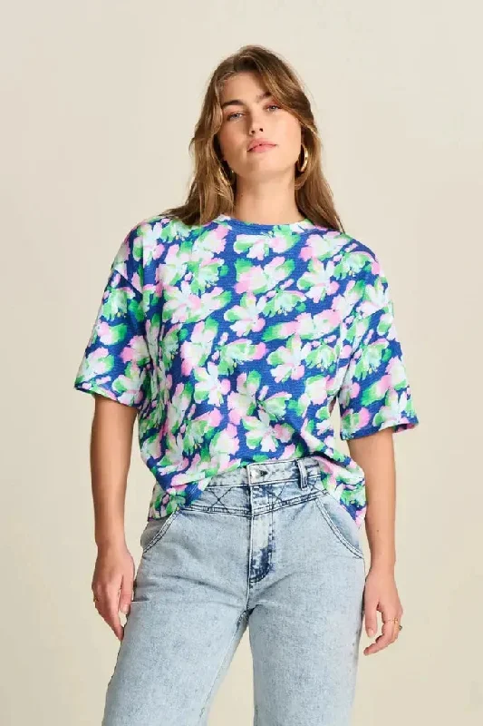 POM Amsterdam T-Shirt in Lilies Blue Sporty Women's Tennis