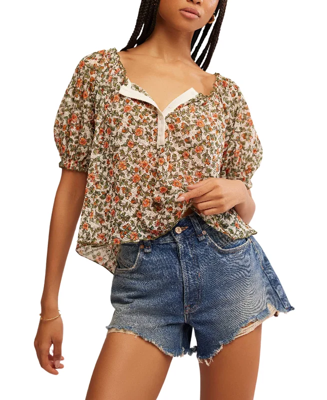 Astra Peasant Top in Daisy Casual Women's Loose - fitting