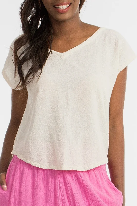 Meagan Short Sleeve Top 100% Cotton Gauze Minimalist Women's Casual