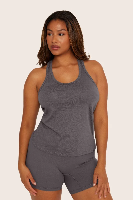 CLASSIC COTTON DAILY RACER TANK - GRAPHITE Dynamic Women's Moto