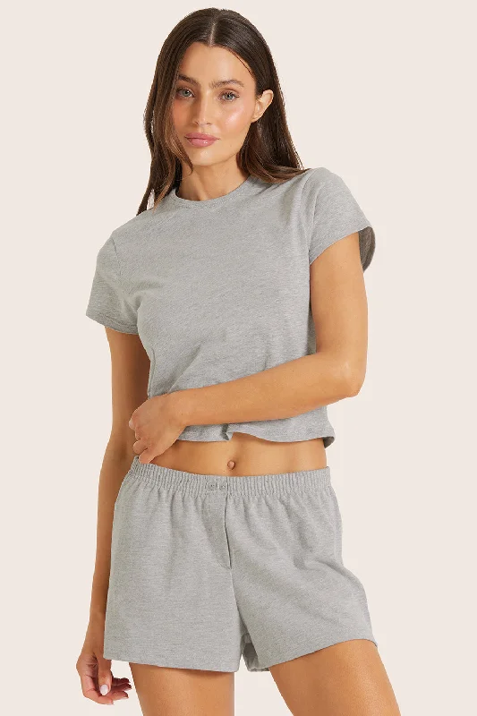 CLASSIC COTTON DAILY LINNY TEE - FOG HEATHER GREY Hip Women's Retro