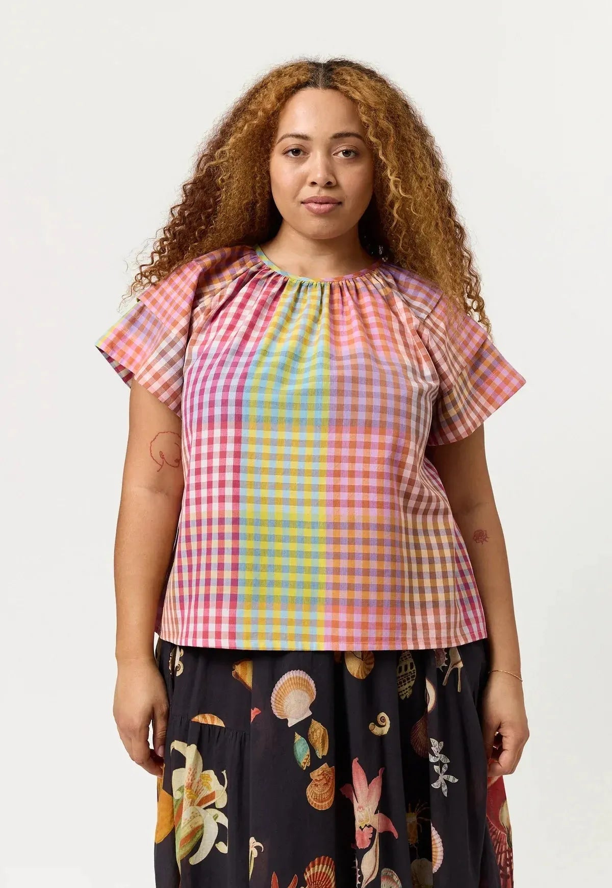 Nancybird Micci Top in Sunrise Check Cool Women's Skate