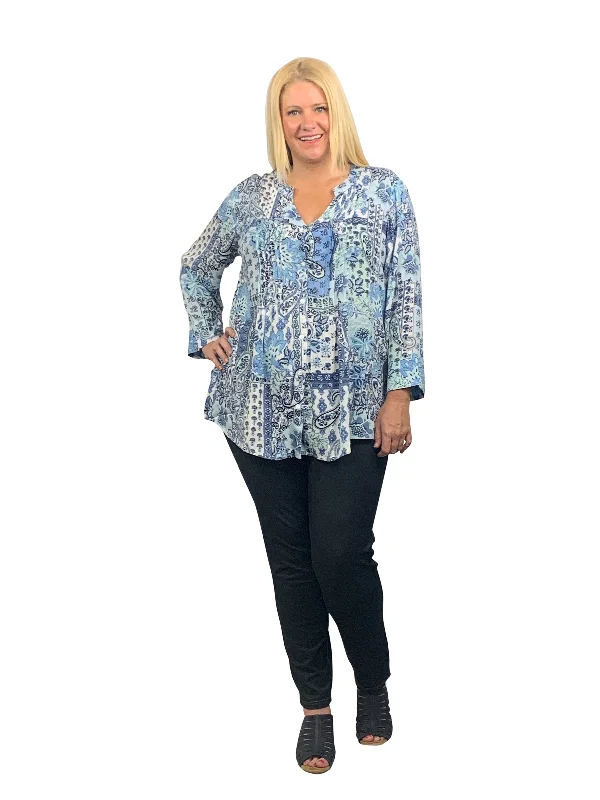 La Cera Plus Patchwork Paisley Rayon Tunic Confident Women's Power