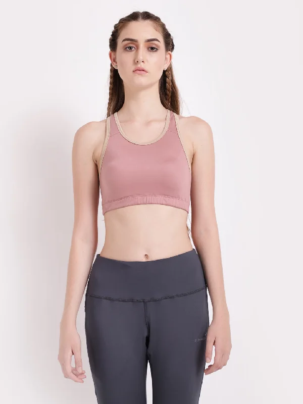 Peach Beige Sports Bra Classic Women's Pin - striped