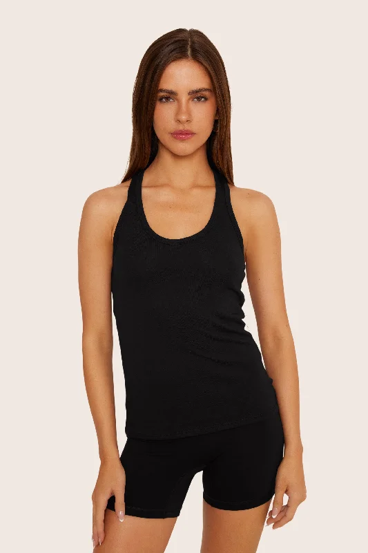 CLASSIC COTTON DAILY RACER TANK - ONYX Sporty Women's Athleisure 
