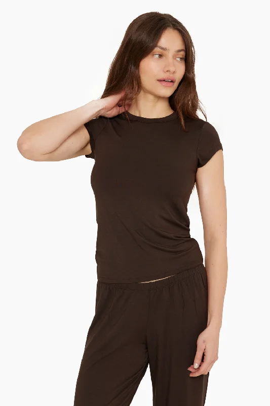 SLEEP JERSEY GIRLFRIEND TEE - ESPRESSO Minimalist Women's Casual