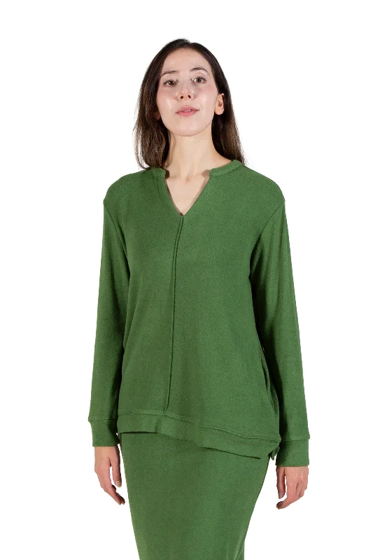 Comfort Luxe Collection Cozy Knit V Neck Tunic Artistic Women's Hand - painted