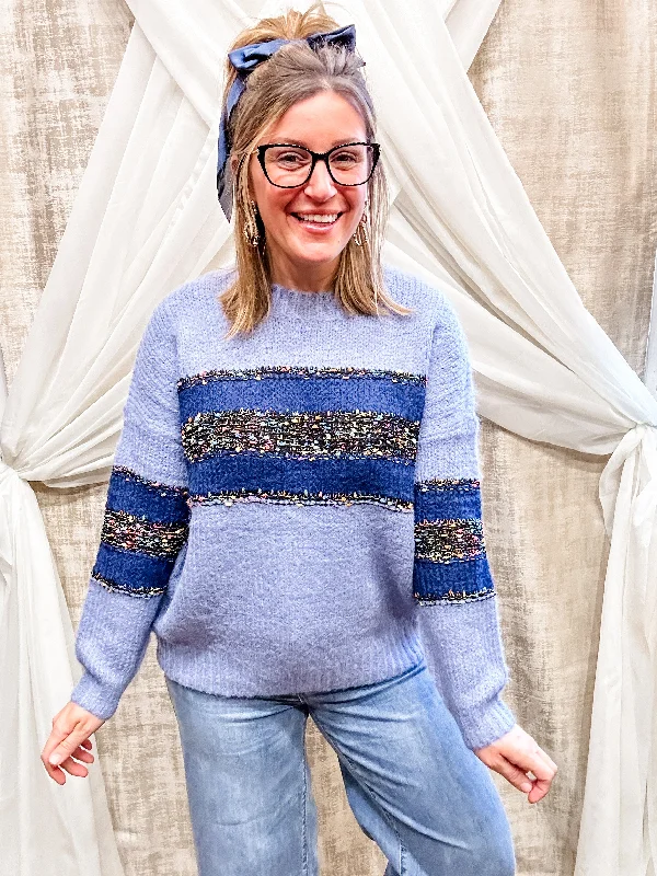 Blue Speckled Sweater Practical Women's Multi - 
