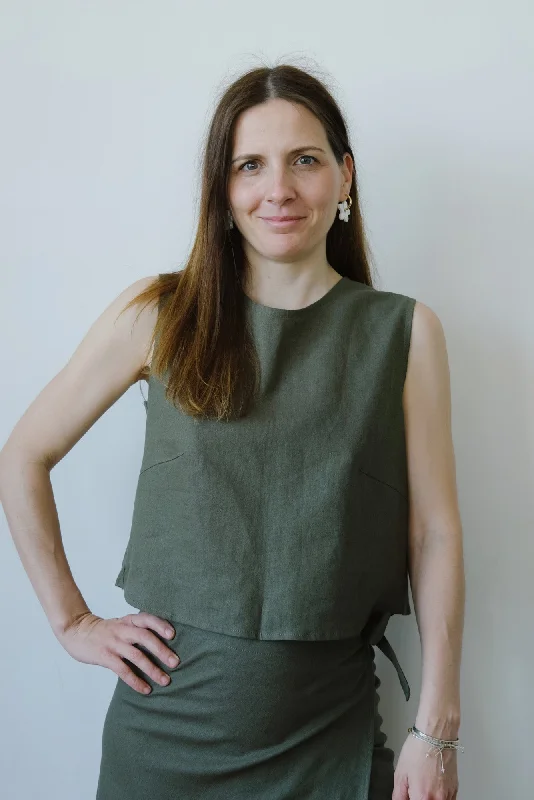 linen top - ANNA LISA - olive Modern Women's 
