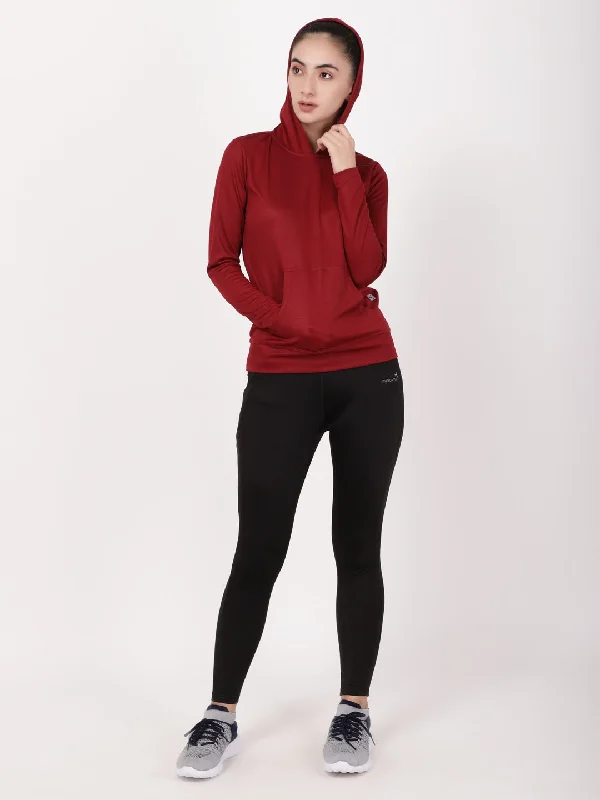 Burgundy Sassy Full Sleeves Hoodie Cashmere