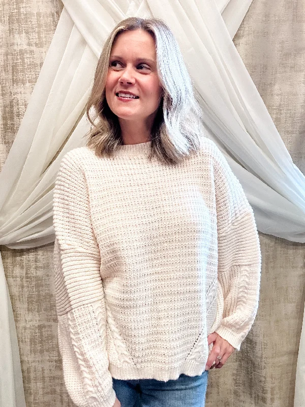 Ivory Knit Sweater Geometric