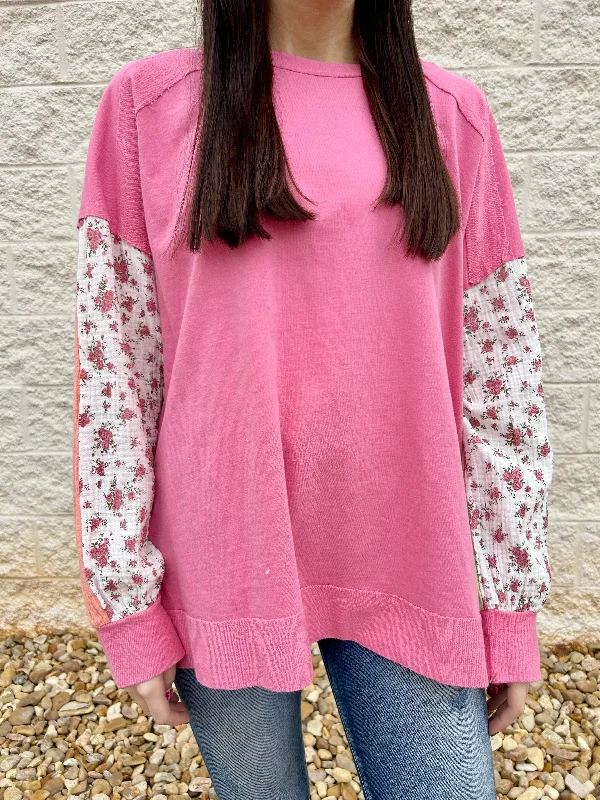 Sweet Life Pink French Terry Pullover Earthy Women's 