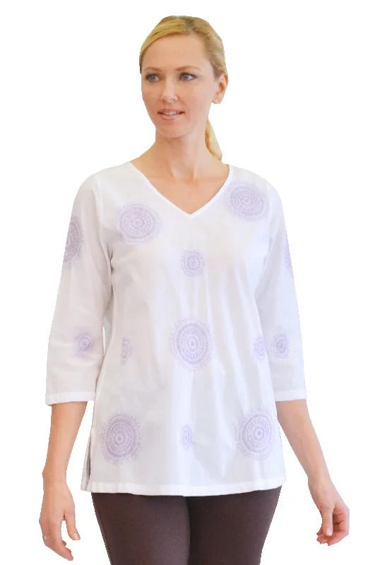 La Cera Embroidered V-Neck Shirt Artistic Women's Avant - 