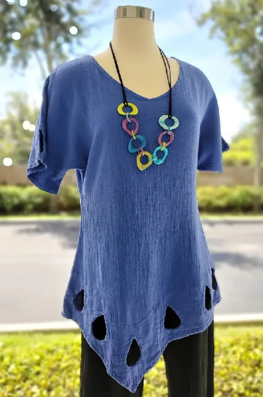 Giselle Keyhole Teardrop Detailed Top- All Sizes! Sophisticated Women's Tailored