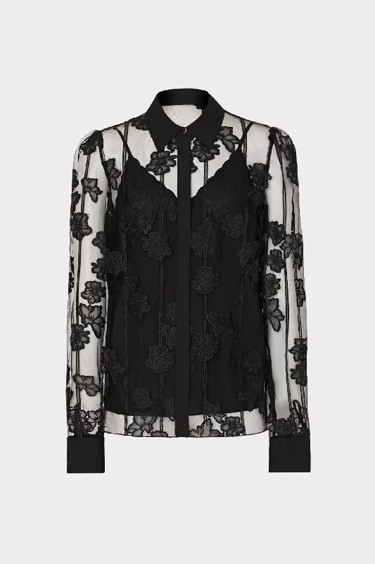Ashton 3D Butterfly Embroidery Blouse Confident Women's High - fashion