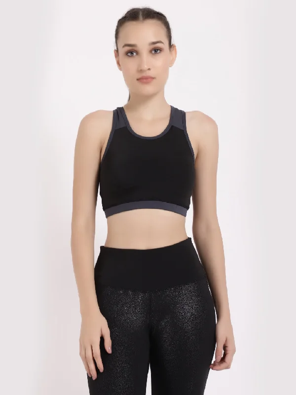 Grey Black Sports Bra Youthful Women's Anime - inspired