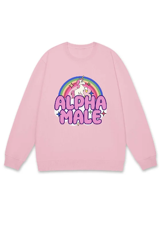 Rainbow Unicorn Alpha Male Y2K Sweatshirt Unique Women's Upcycled