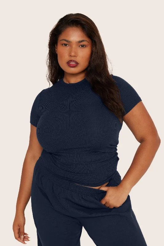 RIBBED MODAL BODY TEE - OXFORD Polished Women's Silk
