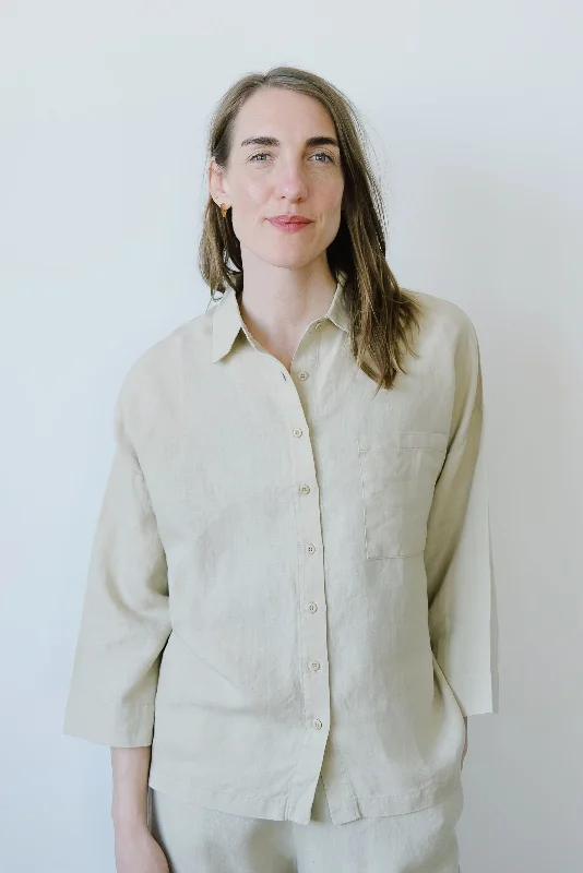 linen shirt - mons - sand Tough Women's Military - inspired