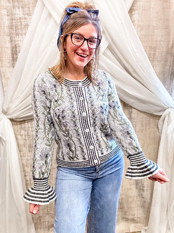 Printed Cardigan with Striped Details Dynamic Women's Moto