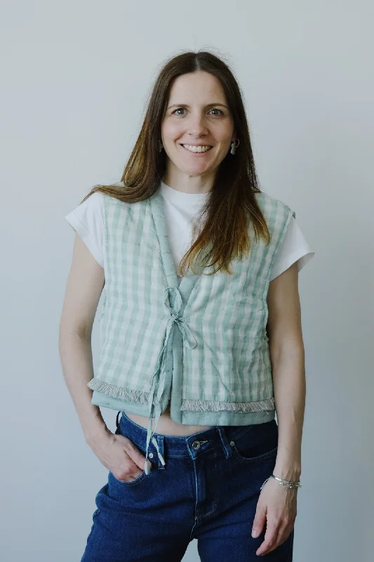 quilted gilet - mint gingham Refined Women's Classic 