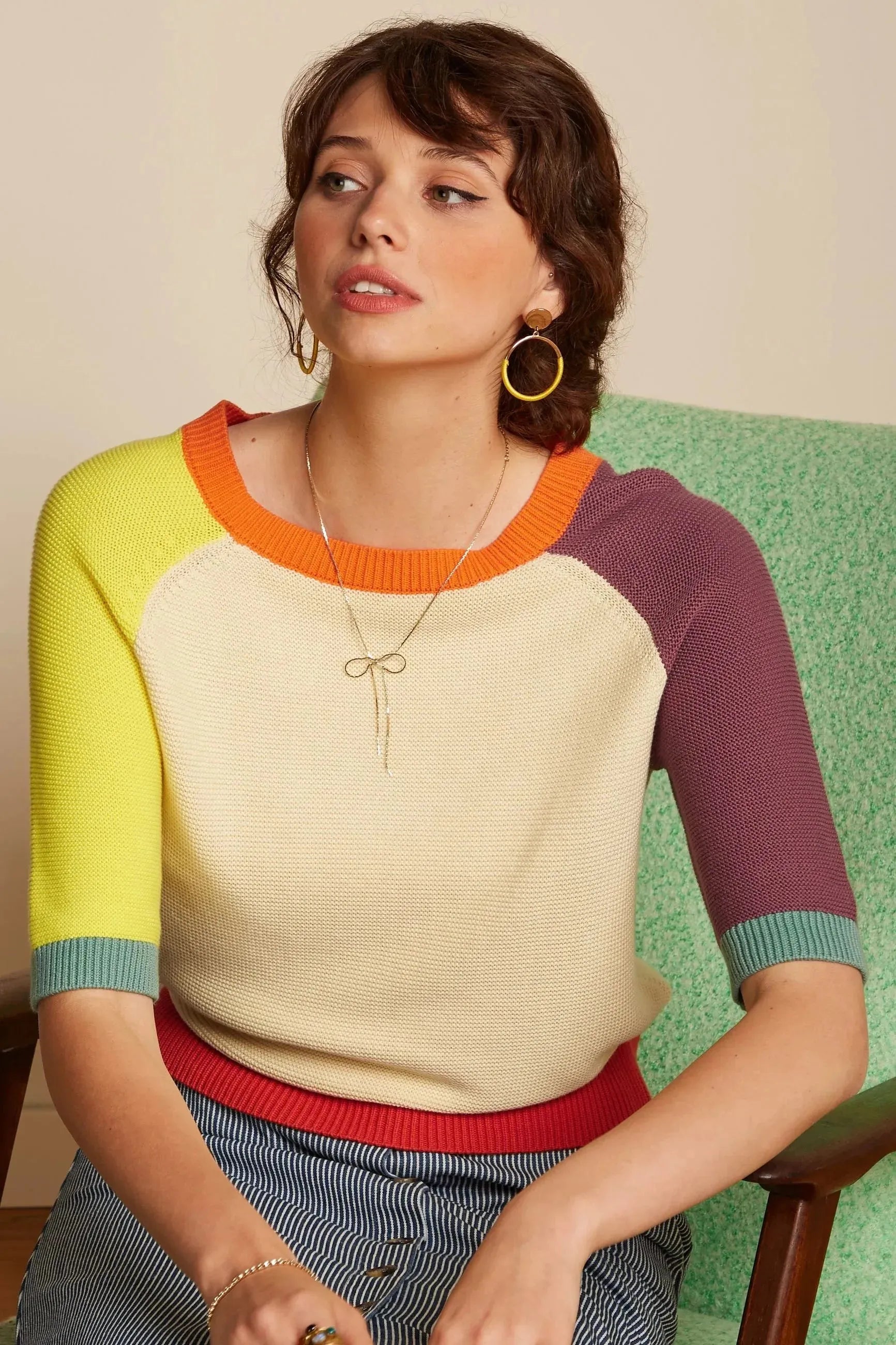 King Louie Feya Top Syd Stripe in Cream British Gentlewoman Style