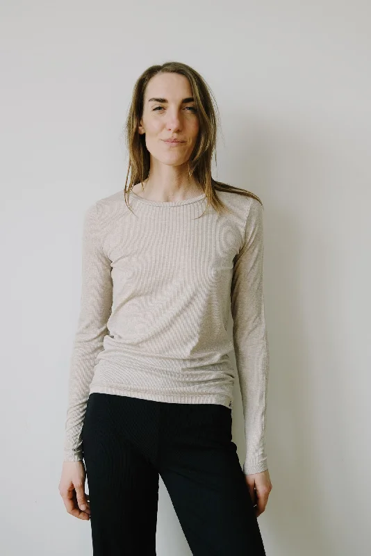 rib longsleeve - jaaleaa - sandstone melange Streetwear Style for 