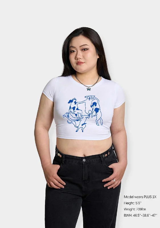 Curvy Dancing Dogs Baby Tee Cool Women's Distressed